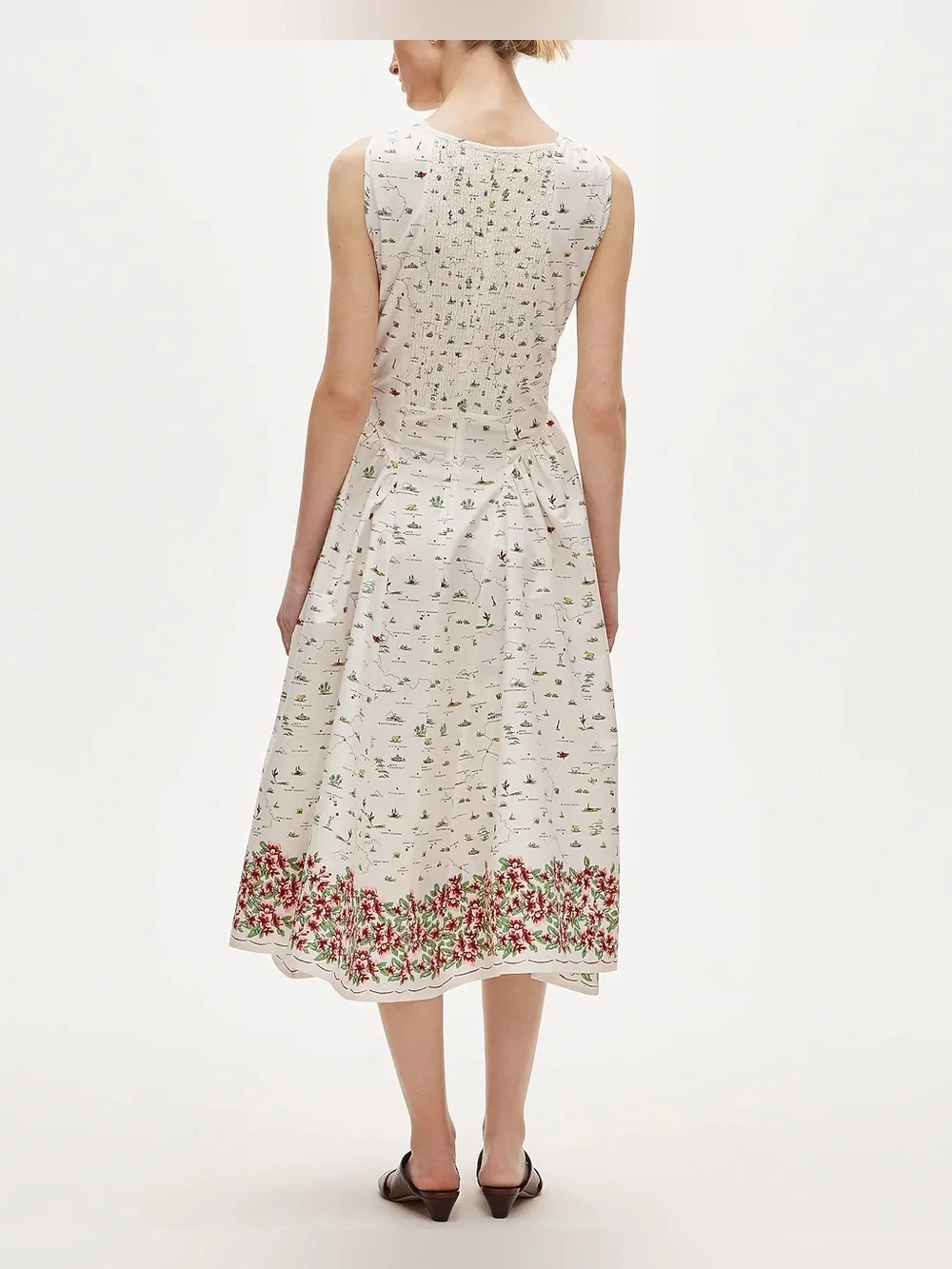 J Crew V-Neck Dress in Map Print NWT